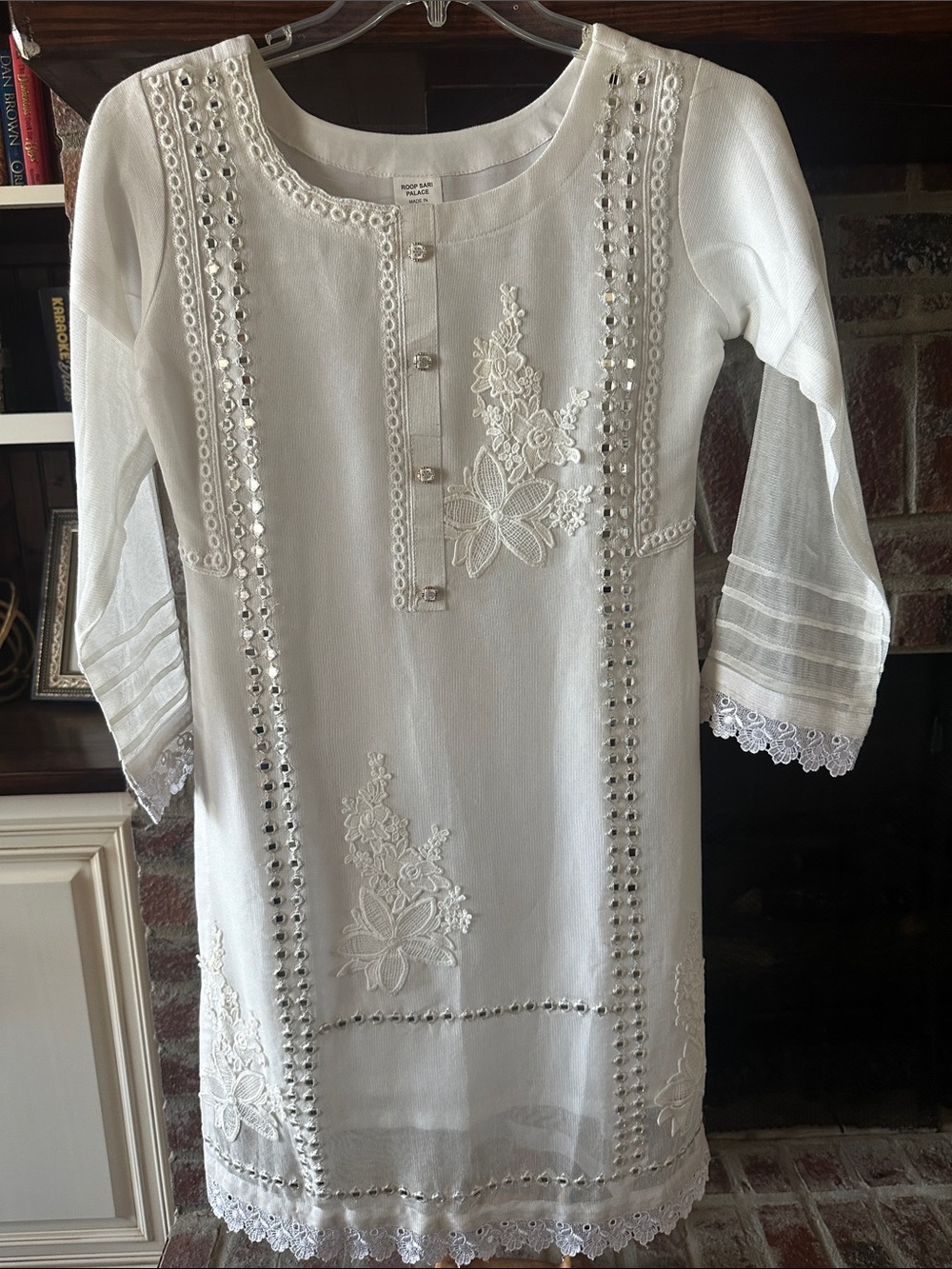 Elegant White Embroidered Women's Dress